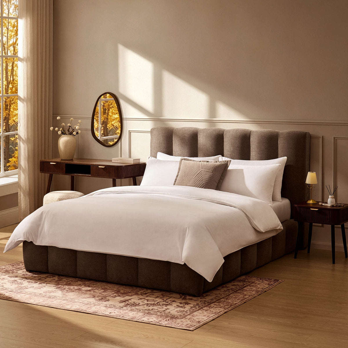 Cheshire Ottoman Storage Bed - Chenille Mushroom