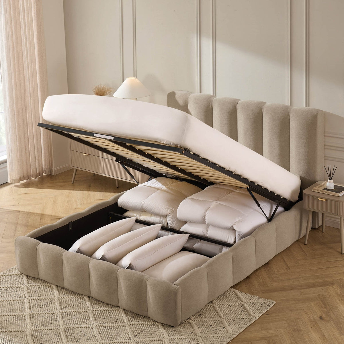 Cheshire Ottoman Storage Bed - Chenille Oatmeal — view 2