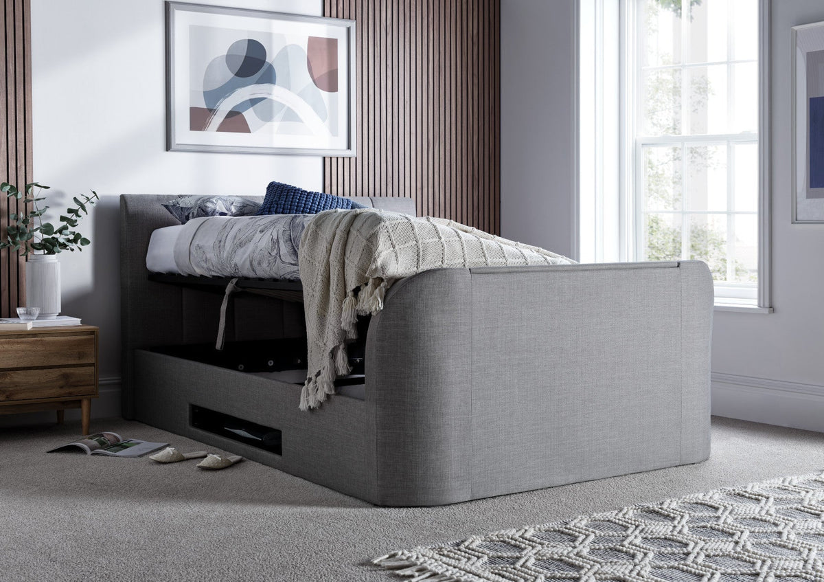 Copenhagen Upholstered Ottoman TV Bed - Mid Grey