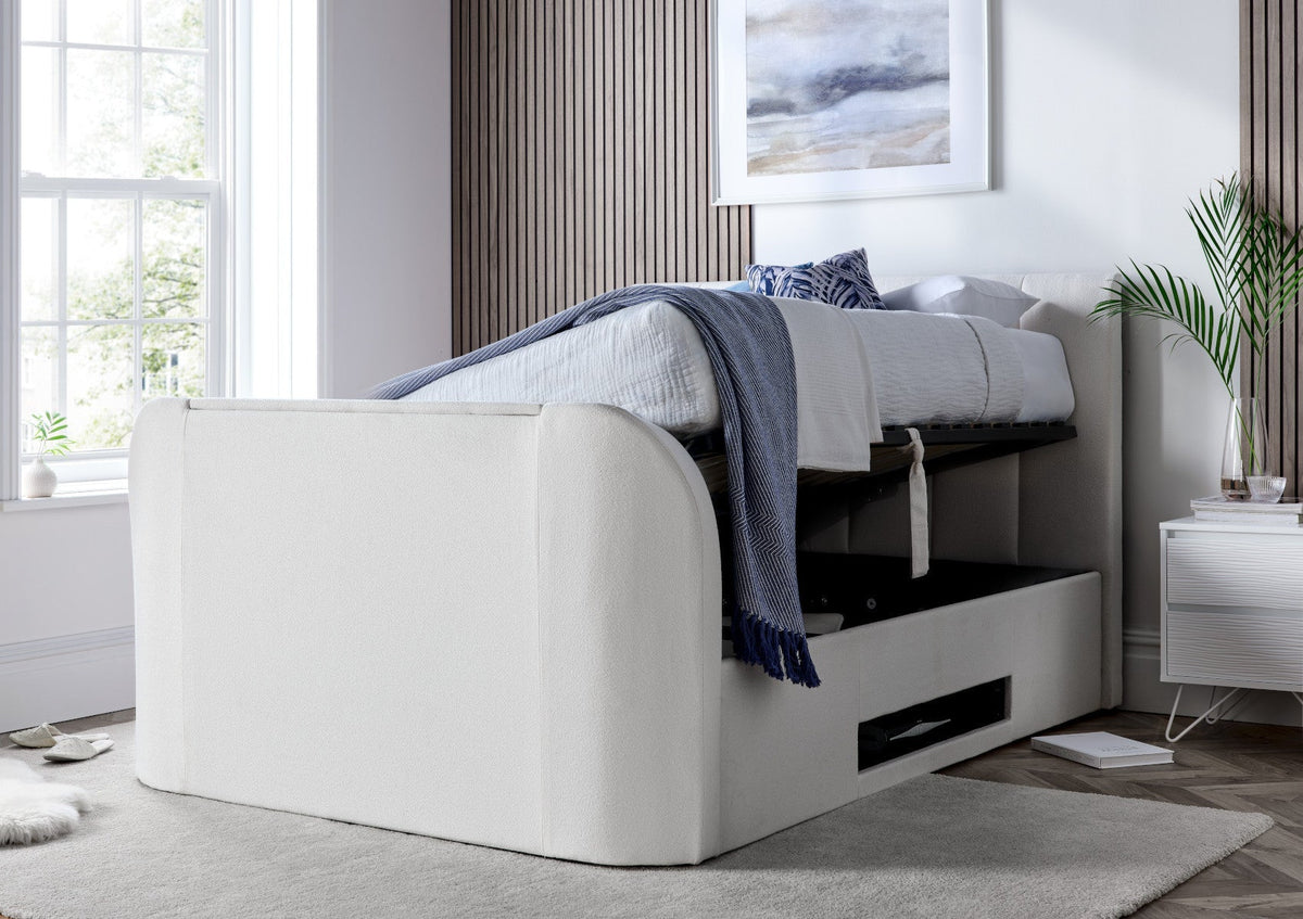 Copenhagen Upholstered Ottoman TV Bed - Off White