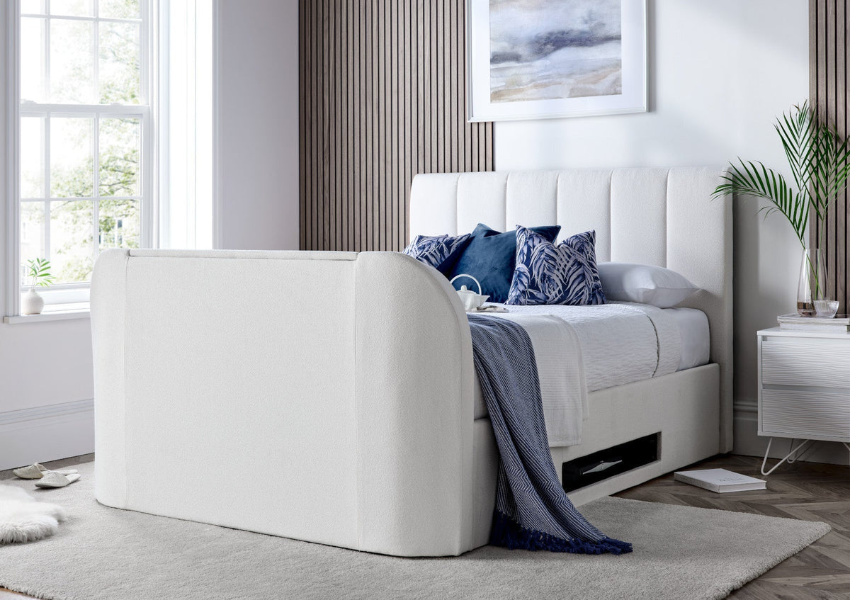 Copenhagen Upholstered Ottoman TV Bed - Off White