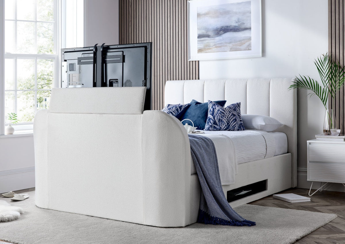 Copenhagen Upholstered Ottoman TV Bed - Off White