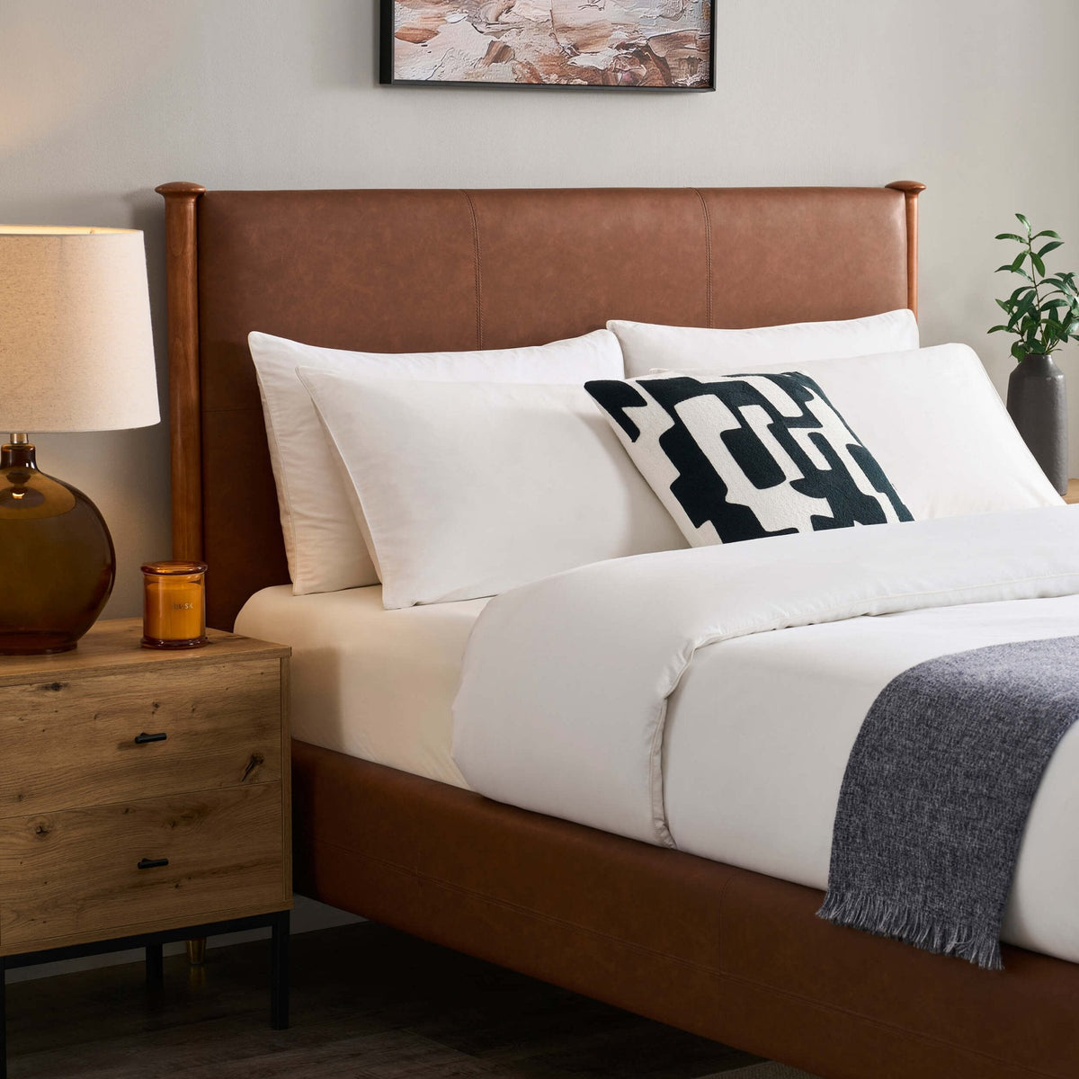 Dallas Bed Frame - Faux Leather Tan — view 4
