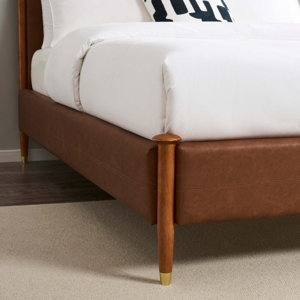 Dallas Bed Frame - Faux Leather Tan — view 6