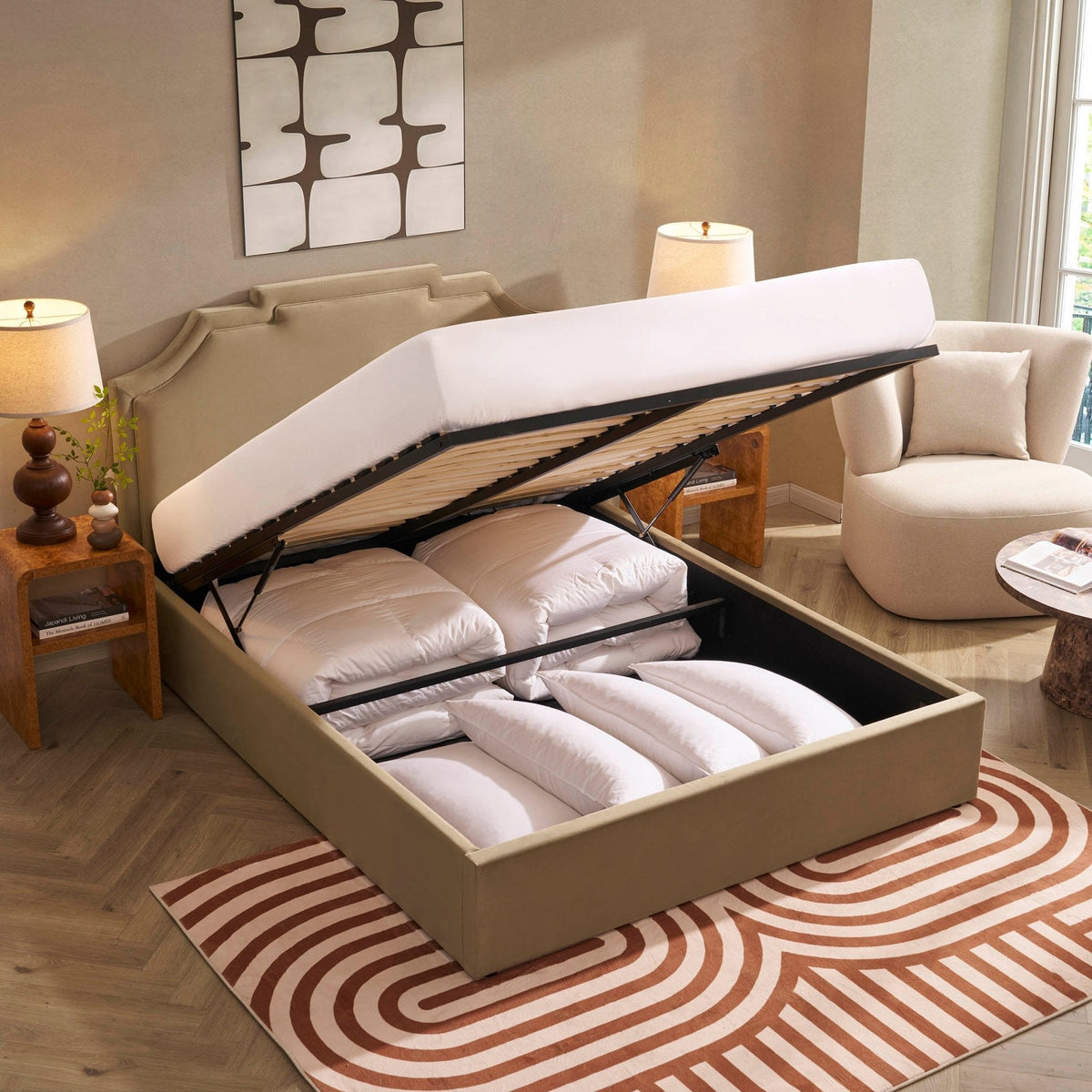 Delphi Ottoman Storage Bed - Latte — view 2