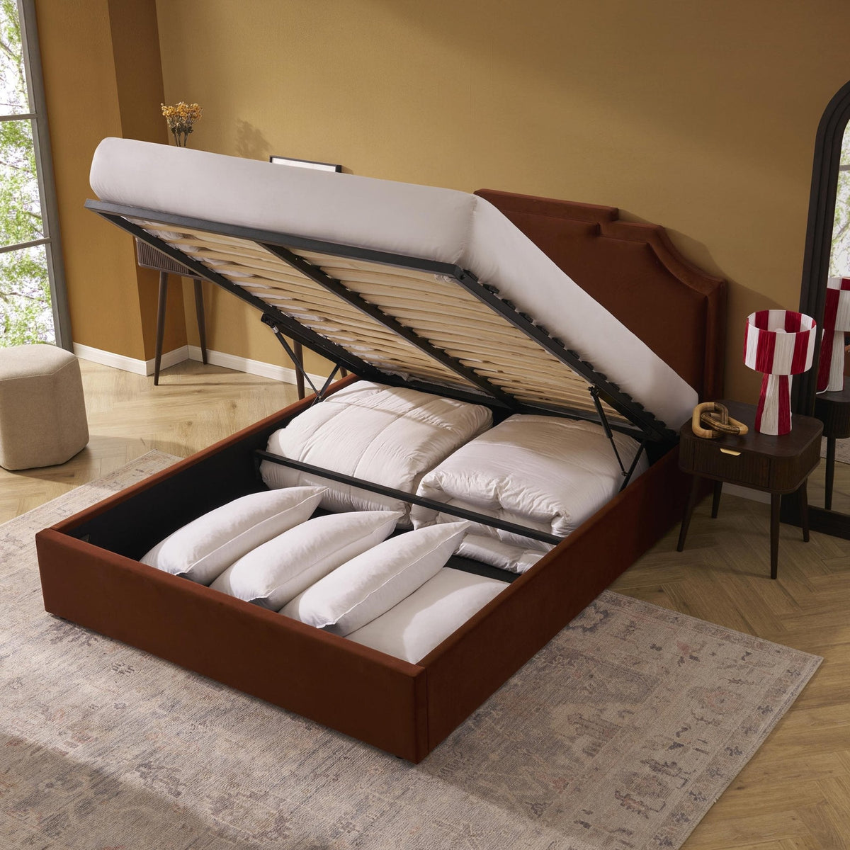 Delphi Ottoman Storage Bed - Terracotta — view 2