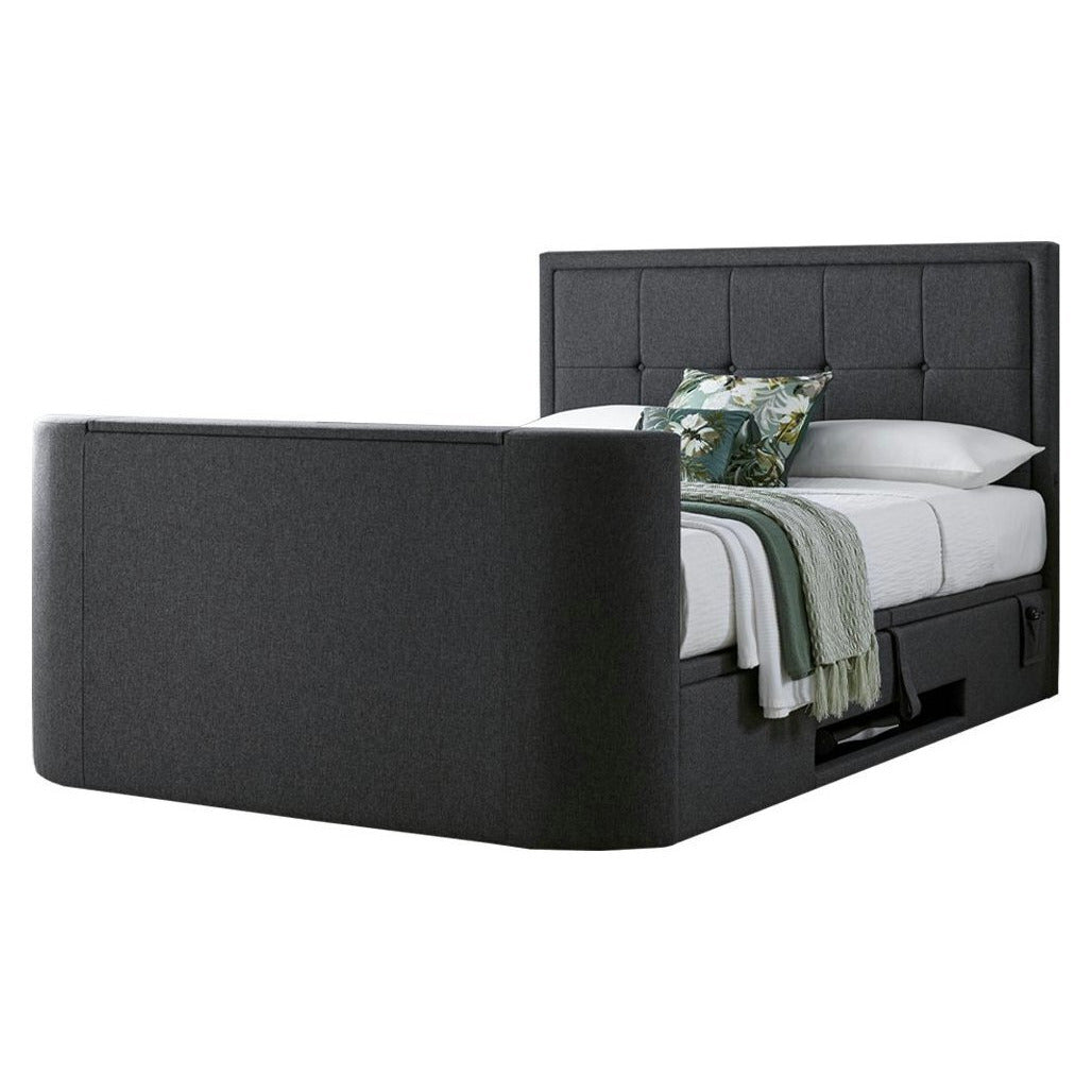 Eston 2.1 Ottoman TV Bed in Grey Fabric Built in Speakers & 43" TV Capacity — view 6
