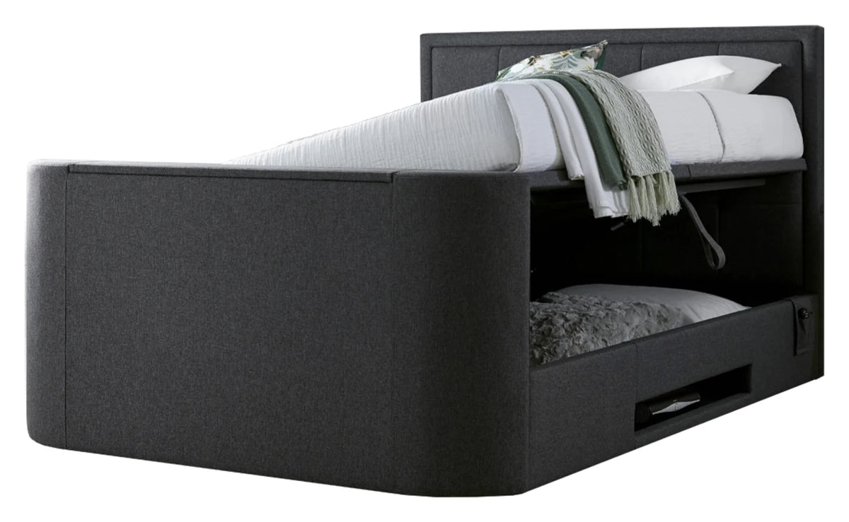 Eston 5ft King Size 2.1 Ottoman TV Bed in Grey Fabric Built in Speakers & 43" TV Capacity — view 6