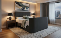 Eston 5ft King Size 2.1 Ottoman TV Bed in Grey Fabric Built in Speakers & 43" TV Capacity – image 1 of 6