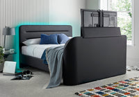Fuzion Charcoal Faux Leather Upholstered TV Bed Frame – image 2 of 3