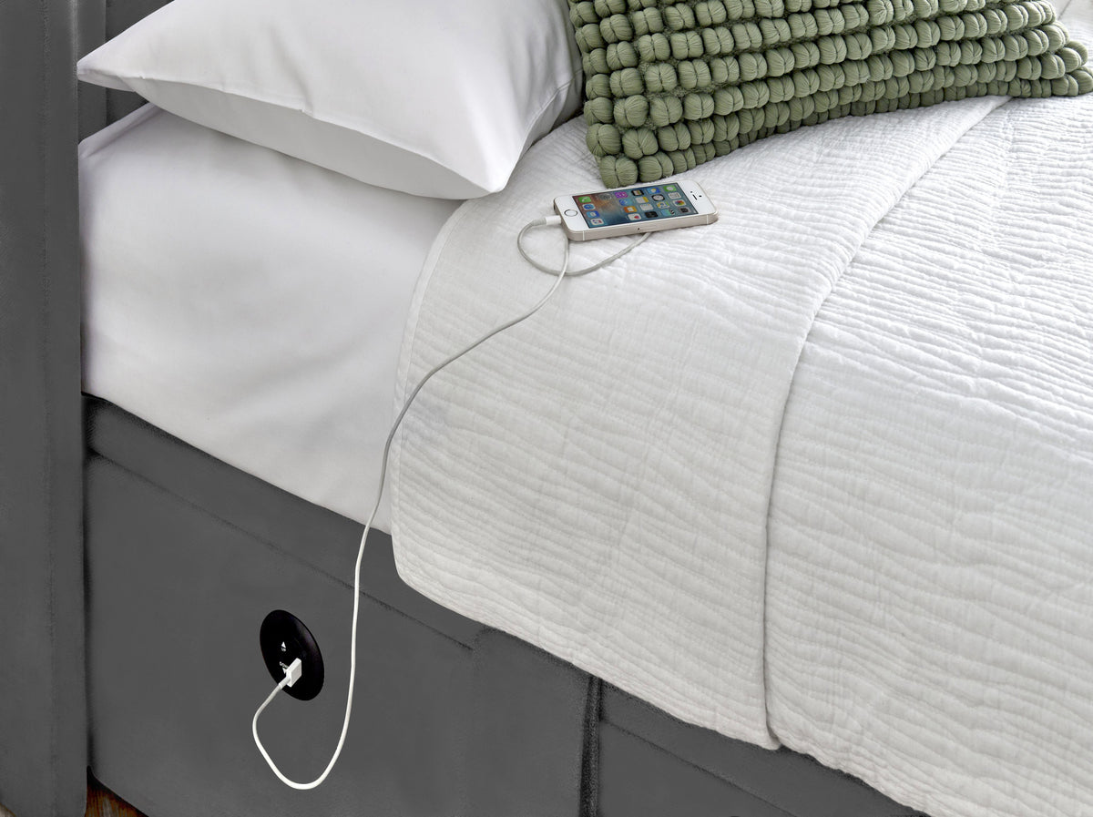 Essence Ottoman Storage TV Bed in Grey Velvet - Superking — view 10