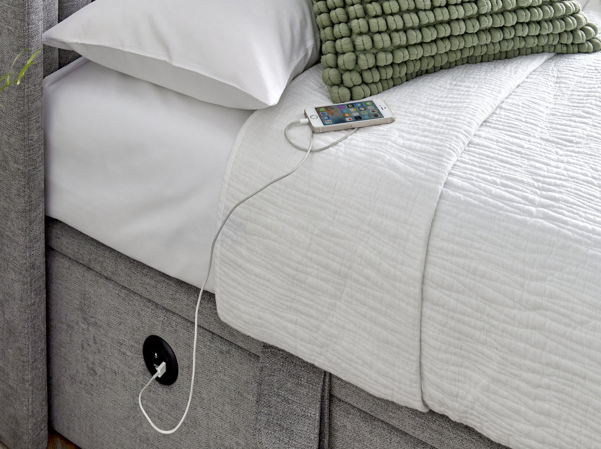 Essence Ottoman Storage TV Bed in Grey Fabric — view 8
