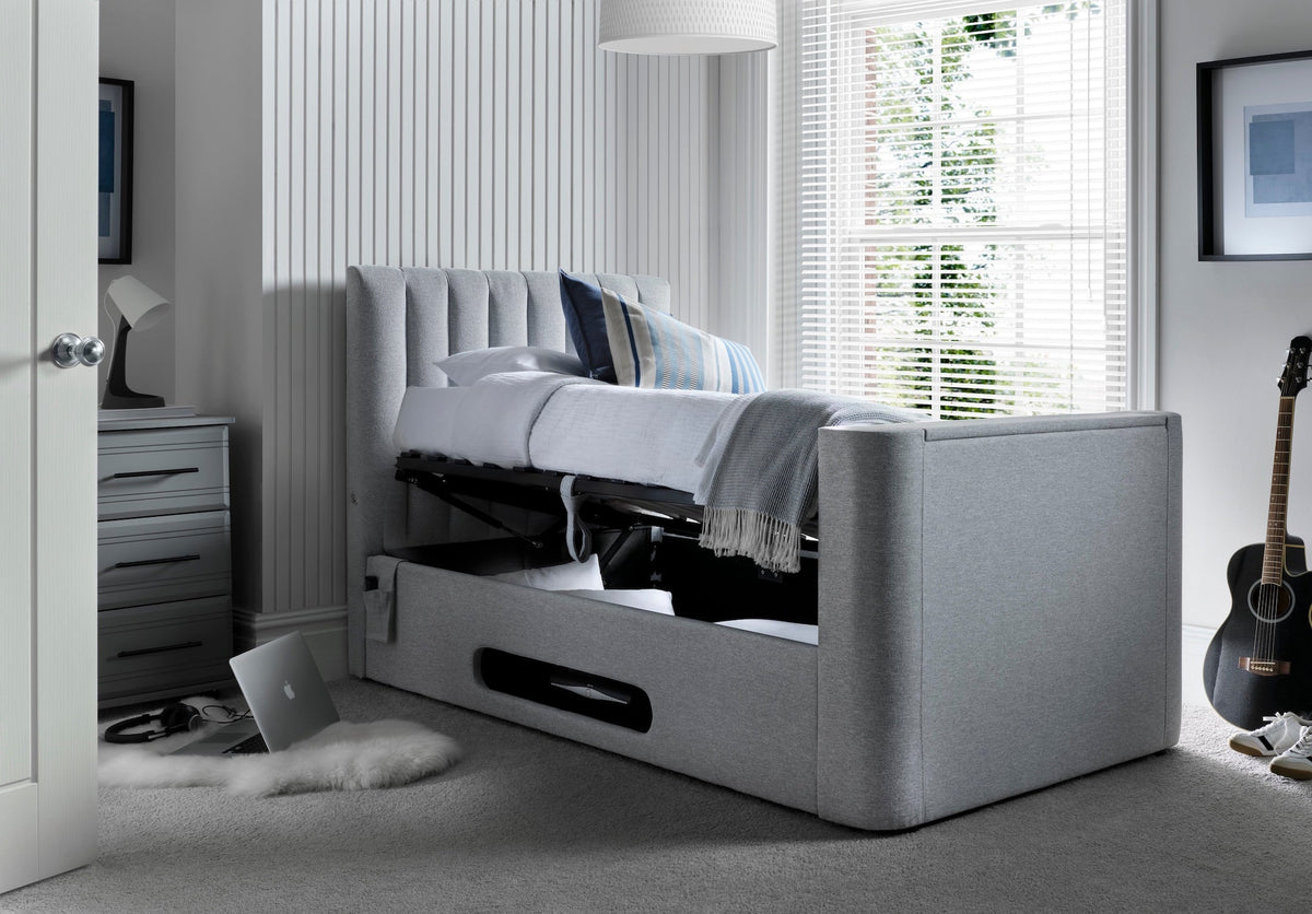 Lynx Single Ottoman TV Bed In Pebble Grey — view 2
