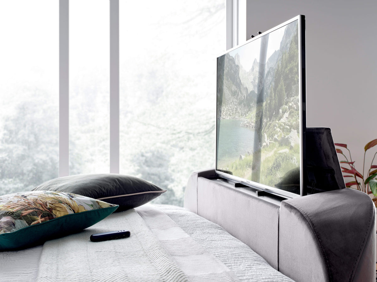 Harlem Grey Velvet Ottoman TV Bed — view 5