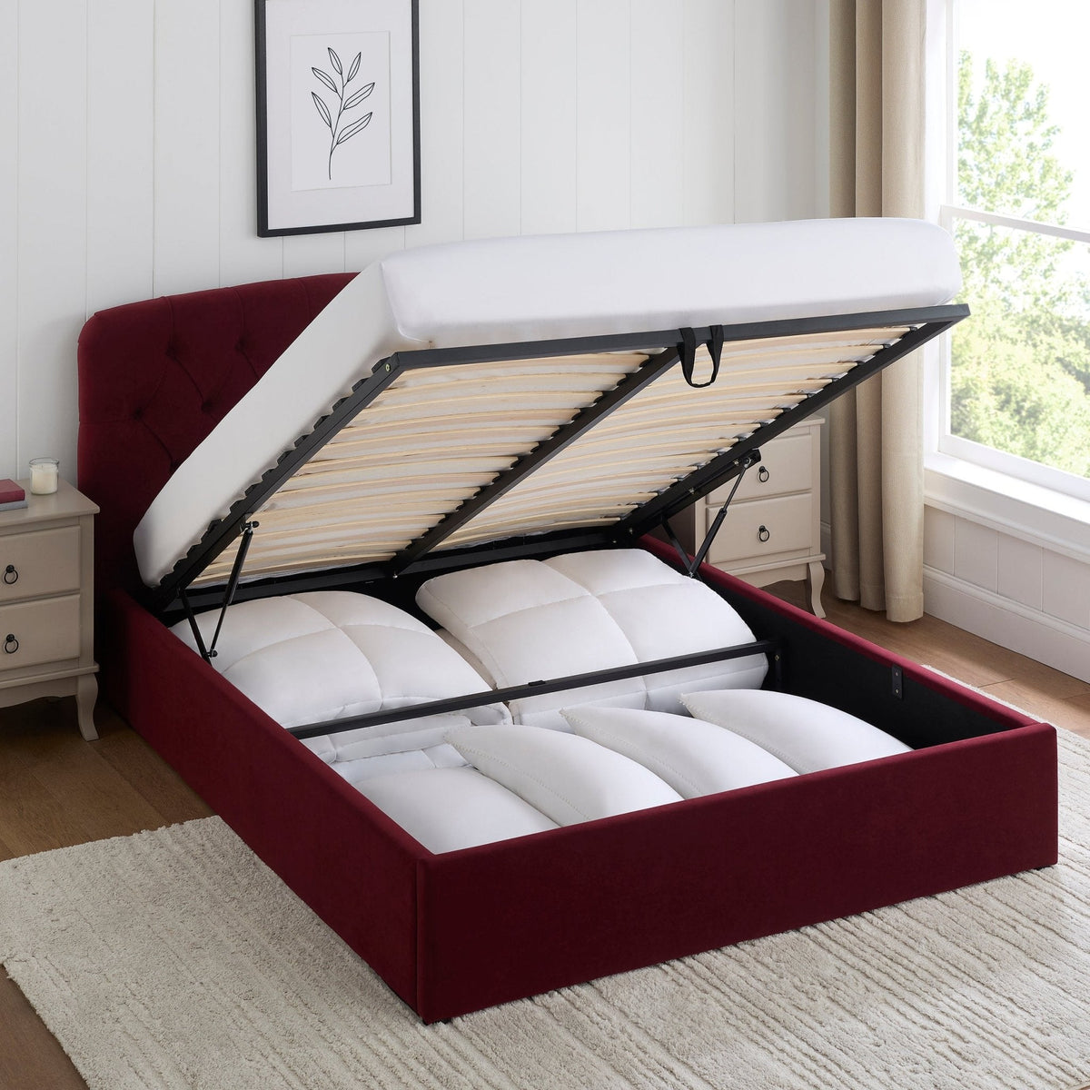 Hebden Ottoman Storage Bed - Berry — view 7