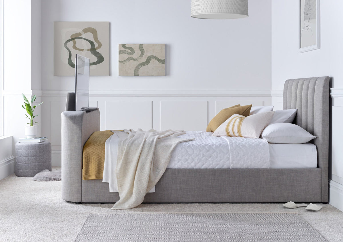 Lucille Upholstered TV Bed Mid Grey Bed Frame Only