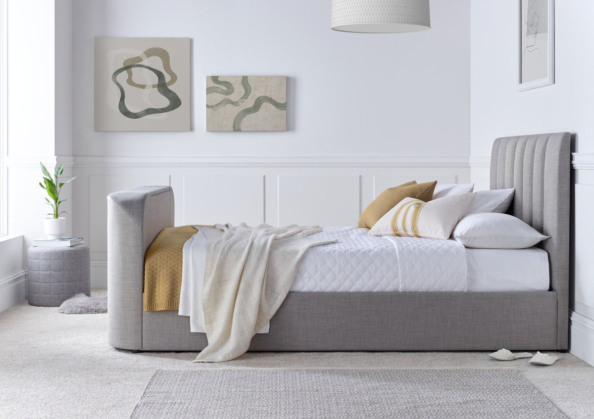 Lucille Upholstered TV Bed Mid Grey Bed Frame Only