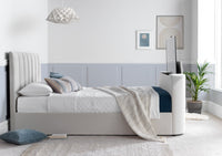 Lucille Upholstered TV Bed Natural Velvet Bed Frame Only – image 10 of 10