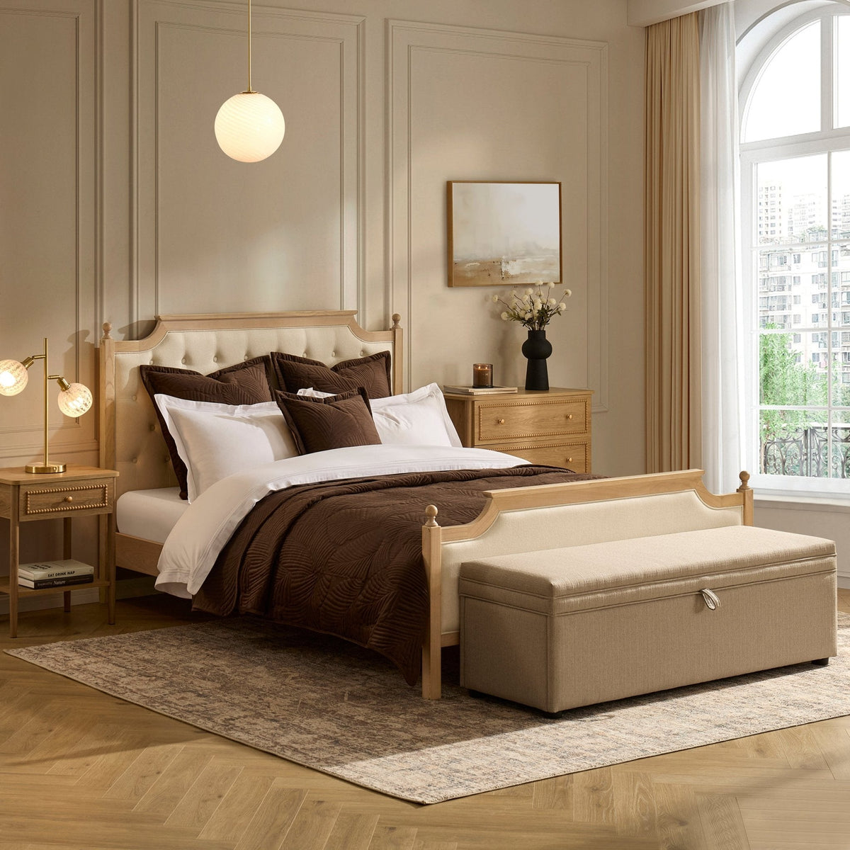 Luxor Bed Frame - Cream Linen — view 4