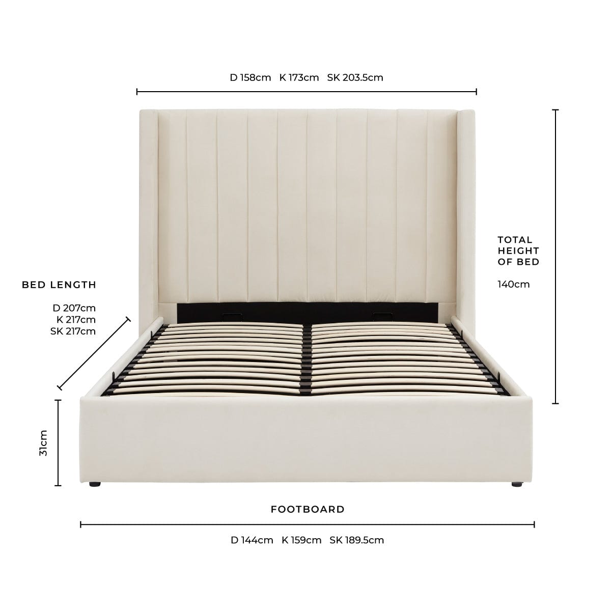 Madison Ottoman Storage Bed - Ecru — view 11
