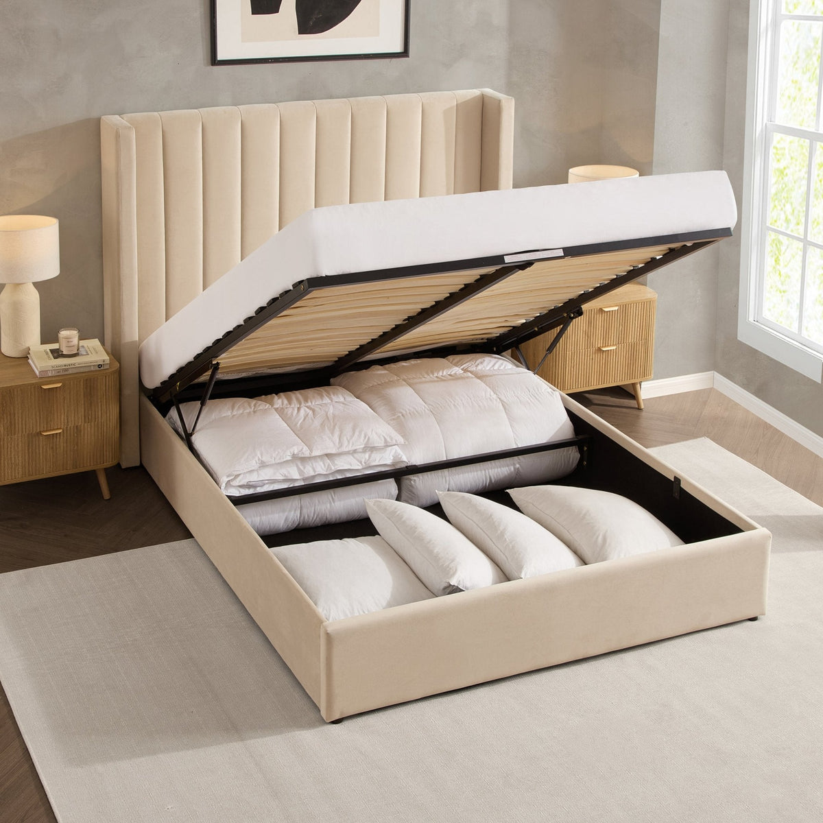 Madison Ottoman Storage Bed - Ecru — view 4