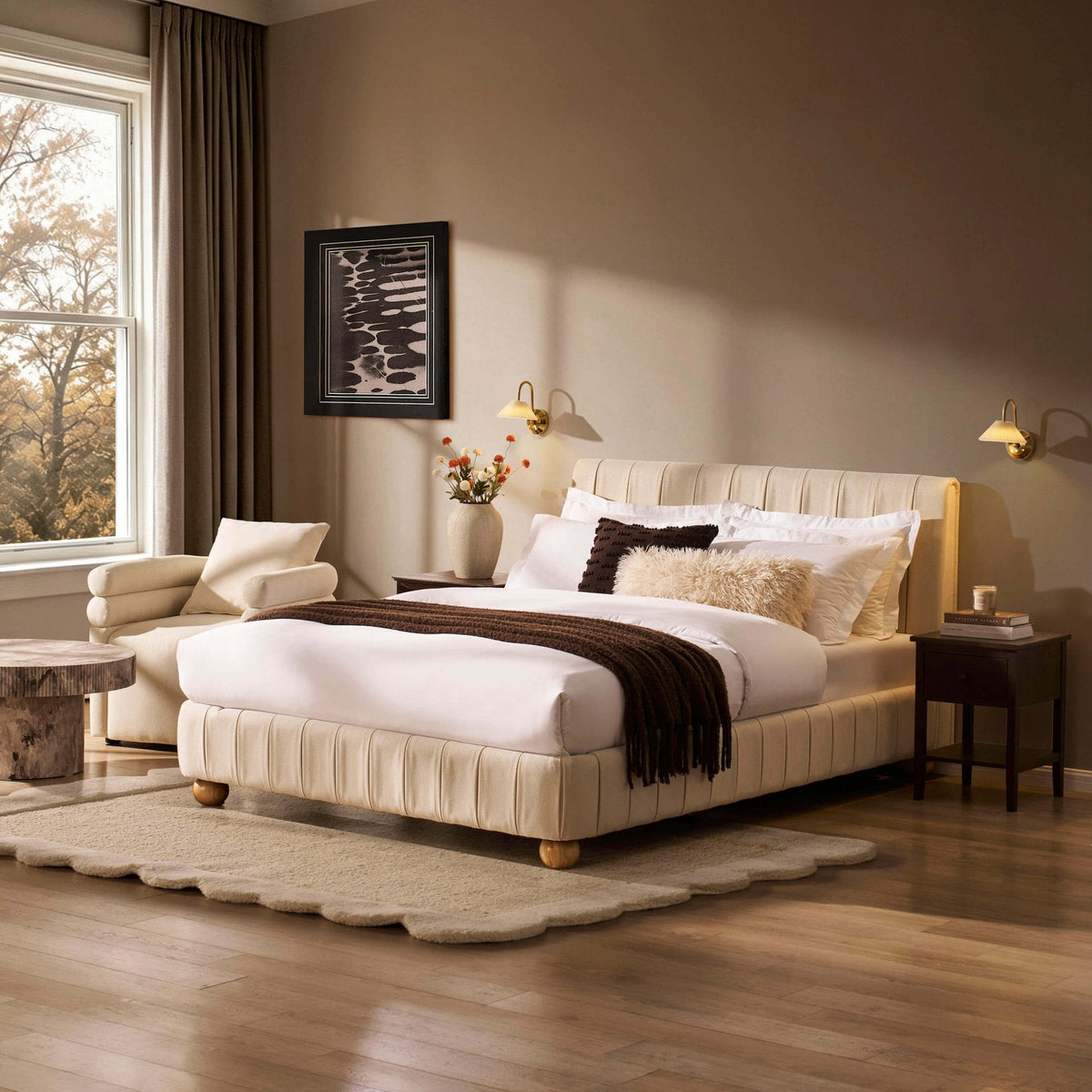 Malmo Bed Frame - Cream Linen
