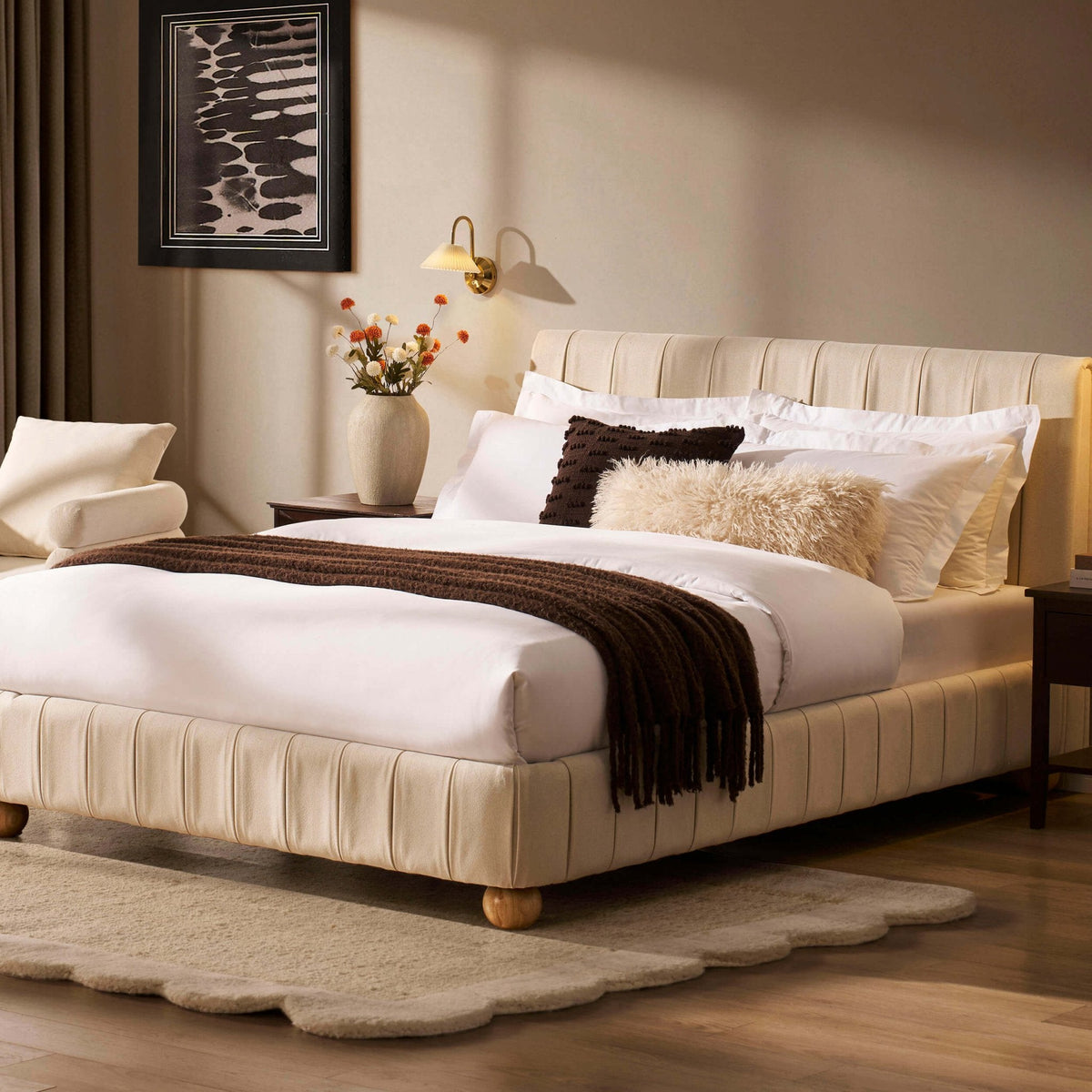 Malmo Bed Frame - Cream Linen — view 4