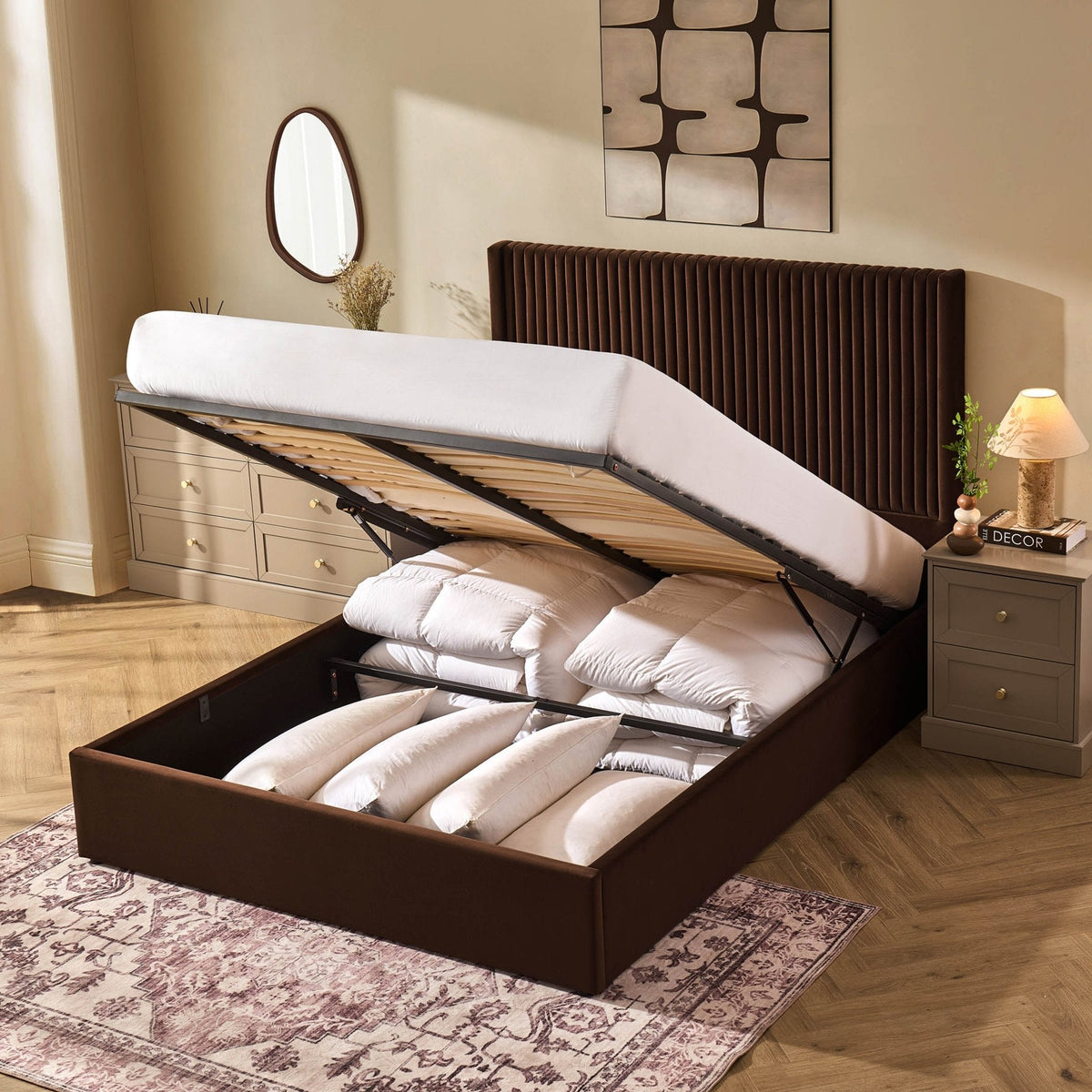 Melrose Ottoman Storage Bed - Cappuccino — view 3
