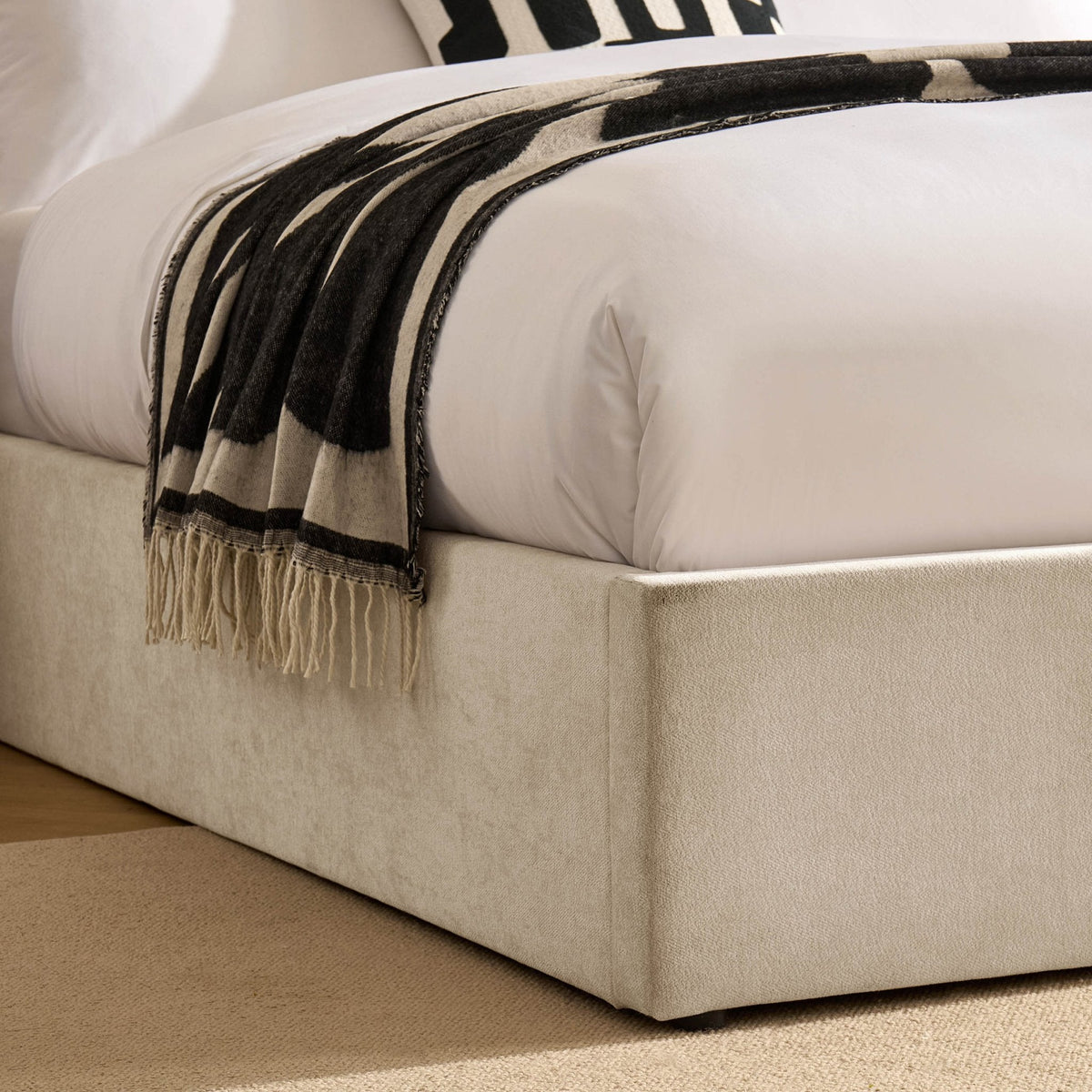 Melrose Ottoman Storage Bed - Chenille Ivory — view 6