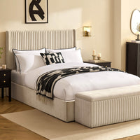 Melrose Ottoman Storage Bed - Chenille Ivory — view 2 – image 2 of 10