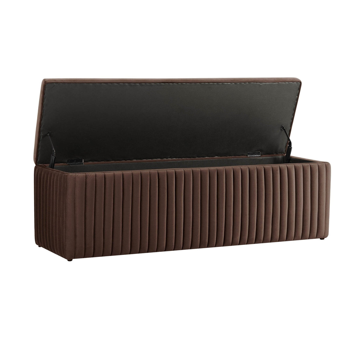 Melrose Ribbed Ottoman Storage Bench - Cappuccino