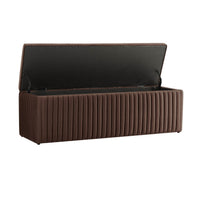 Melrose Ribbed Ottoman Storage Bench - Cappuccino – image 2 of 8