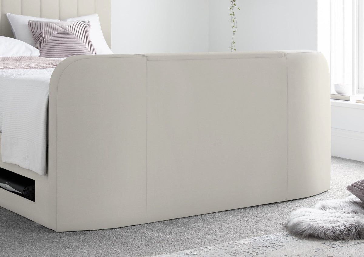 Onelife Natural Velvet Upholstered TV Ottoman Bed Frame