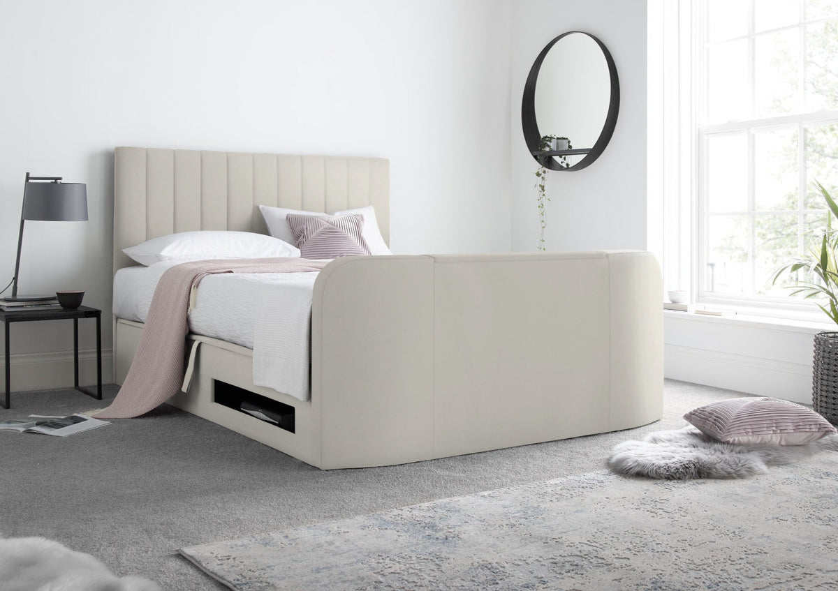 Onelife Natural Velvet Upholstered TV Ottoman Bed Frame