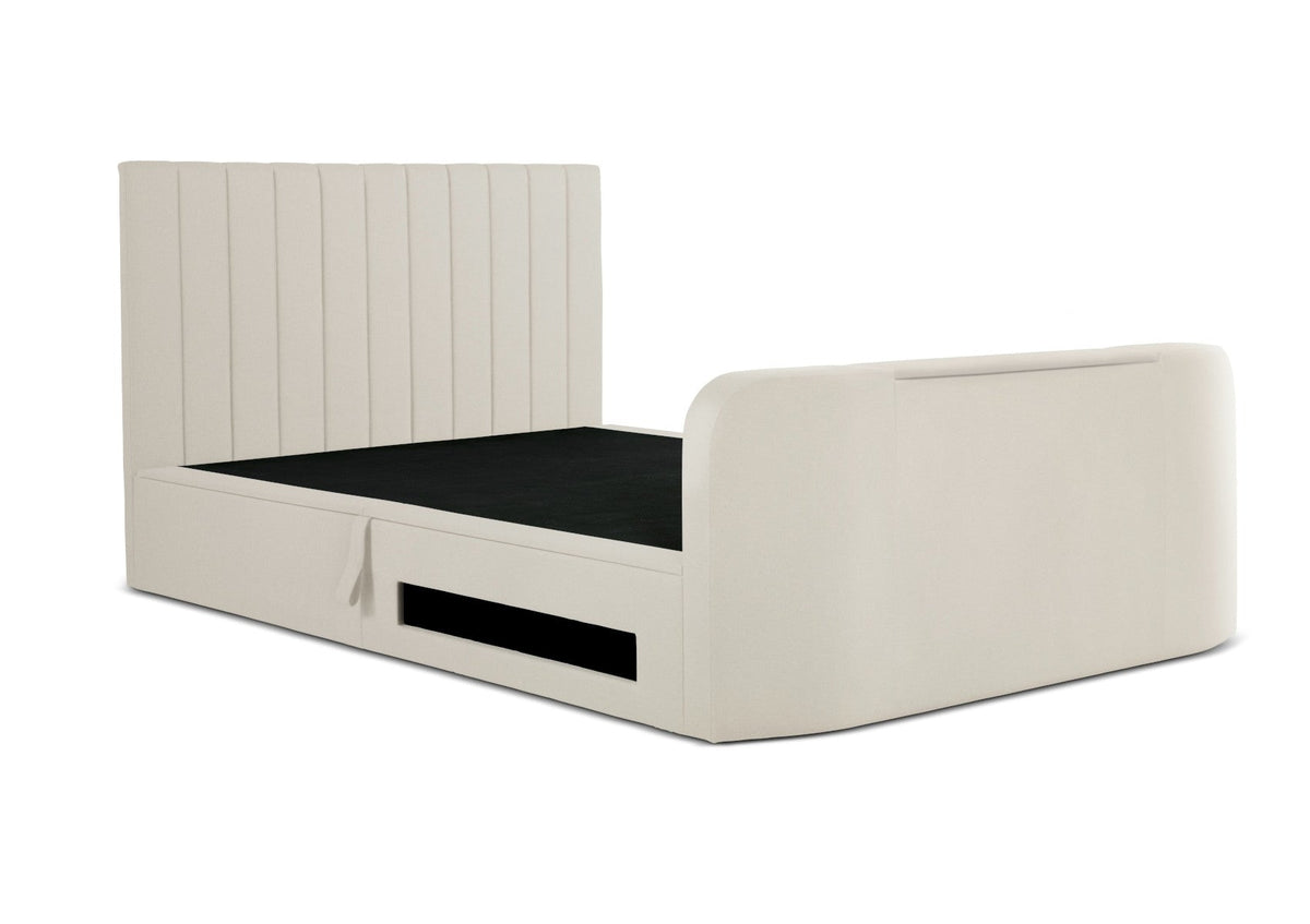 Onelife Natural Velvet Upholstered TV Ottoman Bed Frame