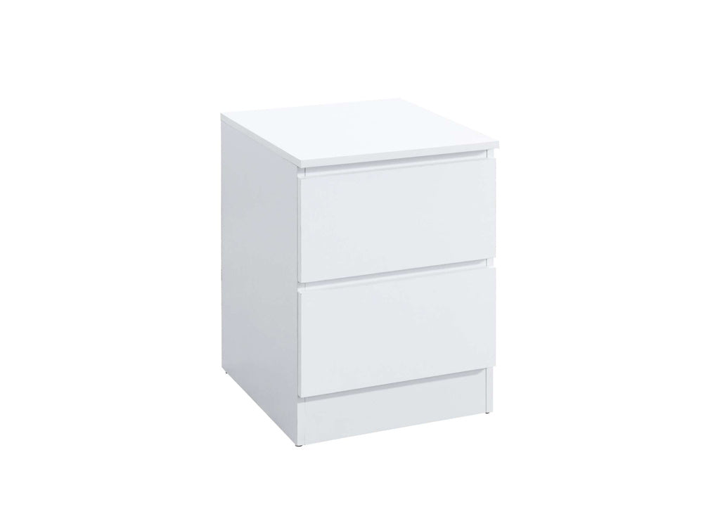 White Wooden 2 Drawer Bedside Table — view 3