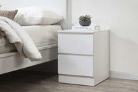 White Wooden 2 Drawer Bedside Table – image 1 of 8