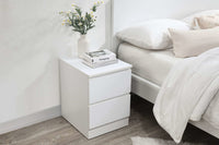 White Wooden 2 Drawer Bedside Table — view 2 – image 2 of 8