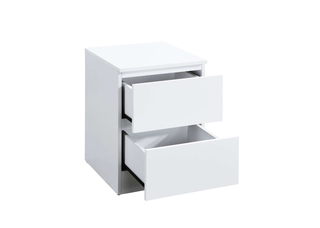 White Wooden 2 Drawer Bedside Table — view 4