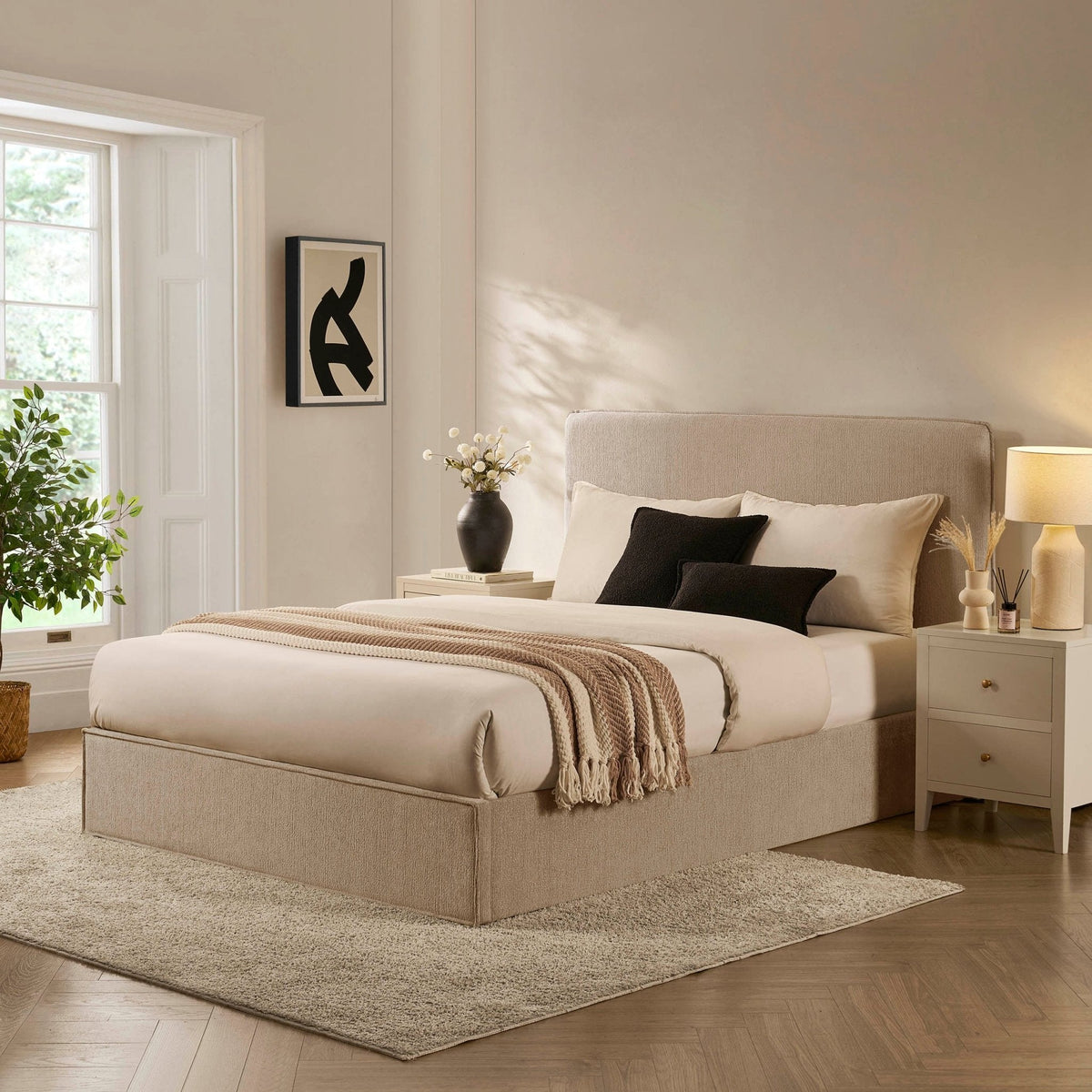 Oslo Ottoman Storage Bed - Textured Oatmeal — view 3