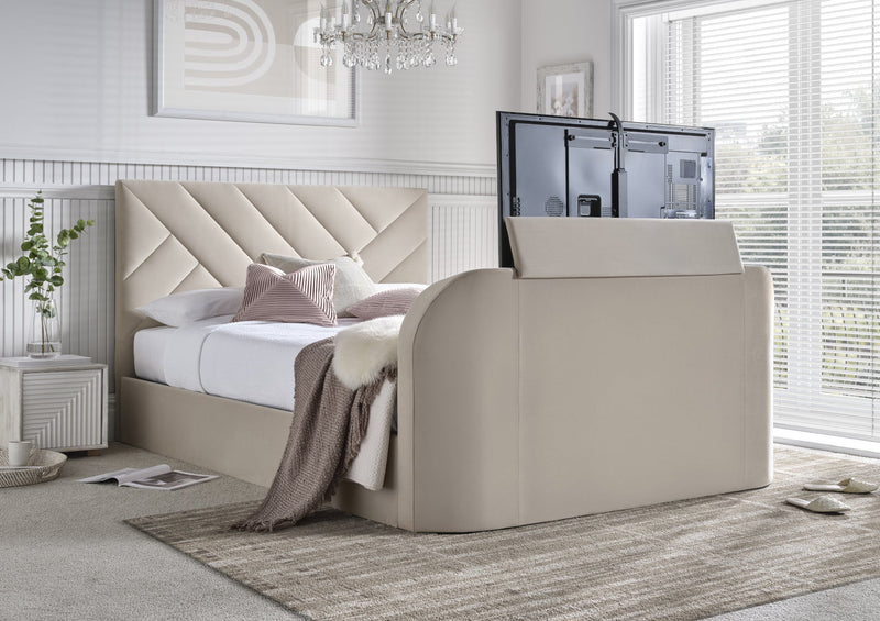 Ravello Stone Upholstered Ottoman TV Bed Frame