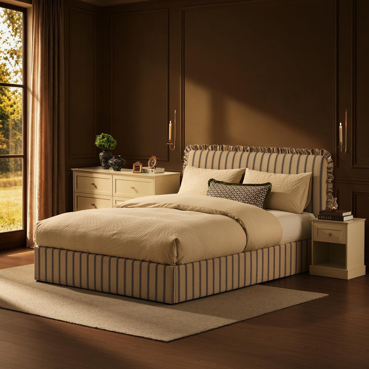 Riva Ottoman Storage Bed - Blue Stripe — view 4