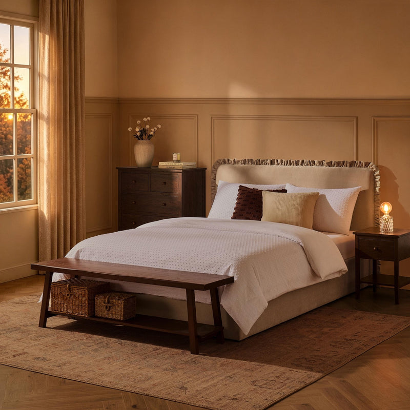 Riva Ottoman Storage Bed - Chenille Ivory