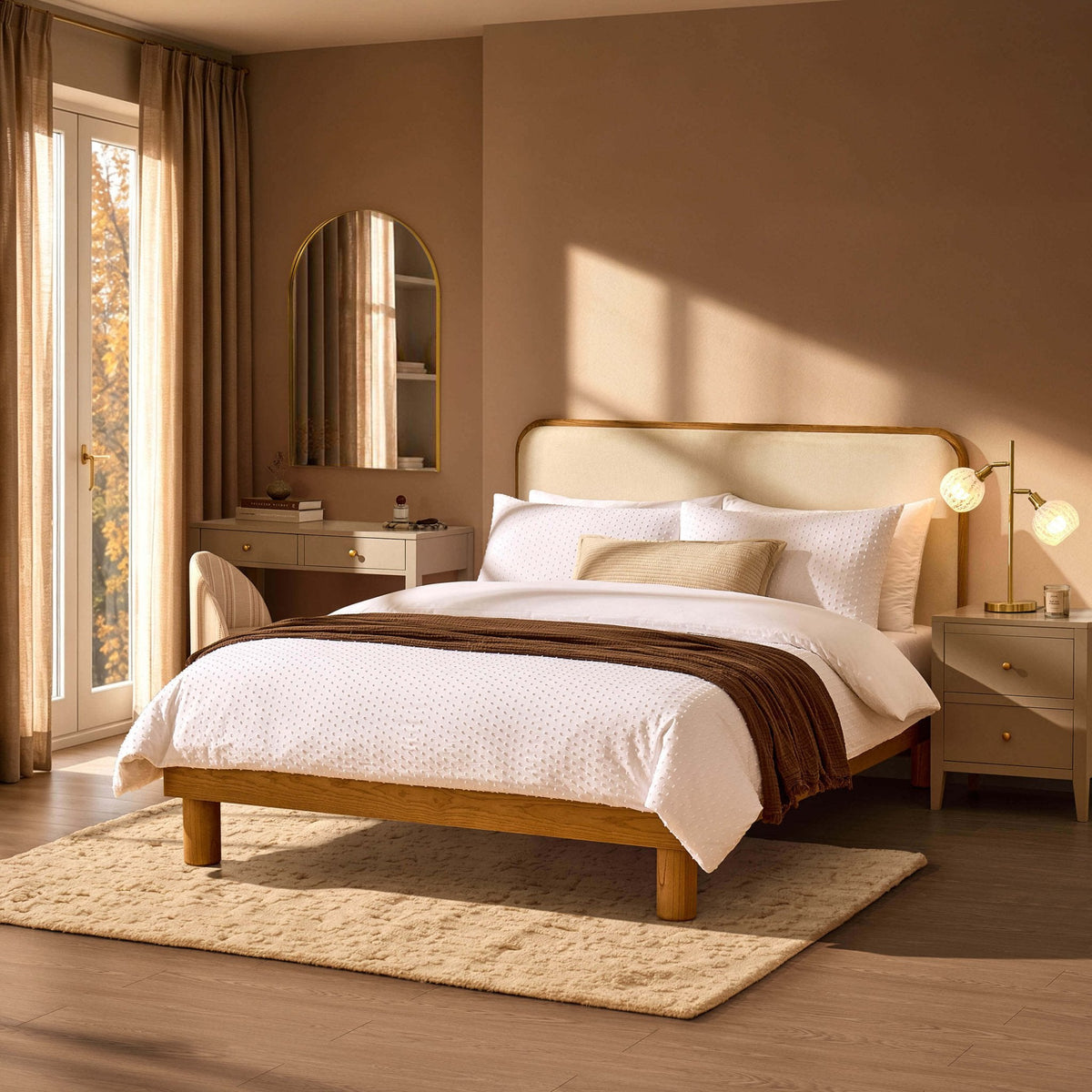 Seoul Bed Frame - Cream Linen