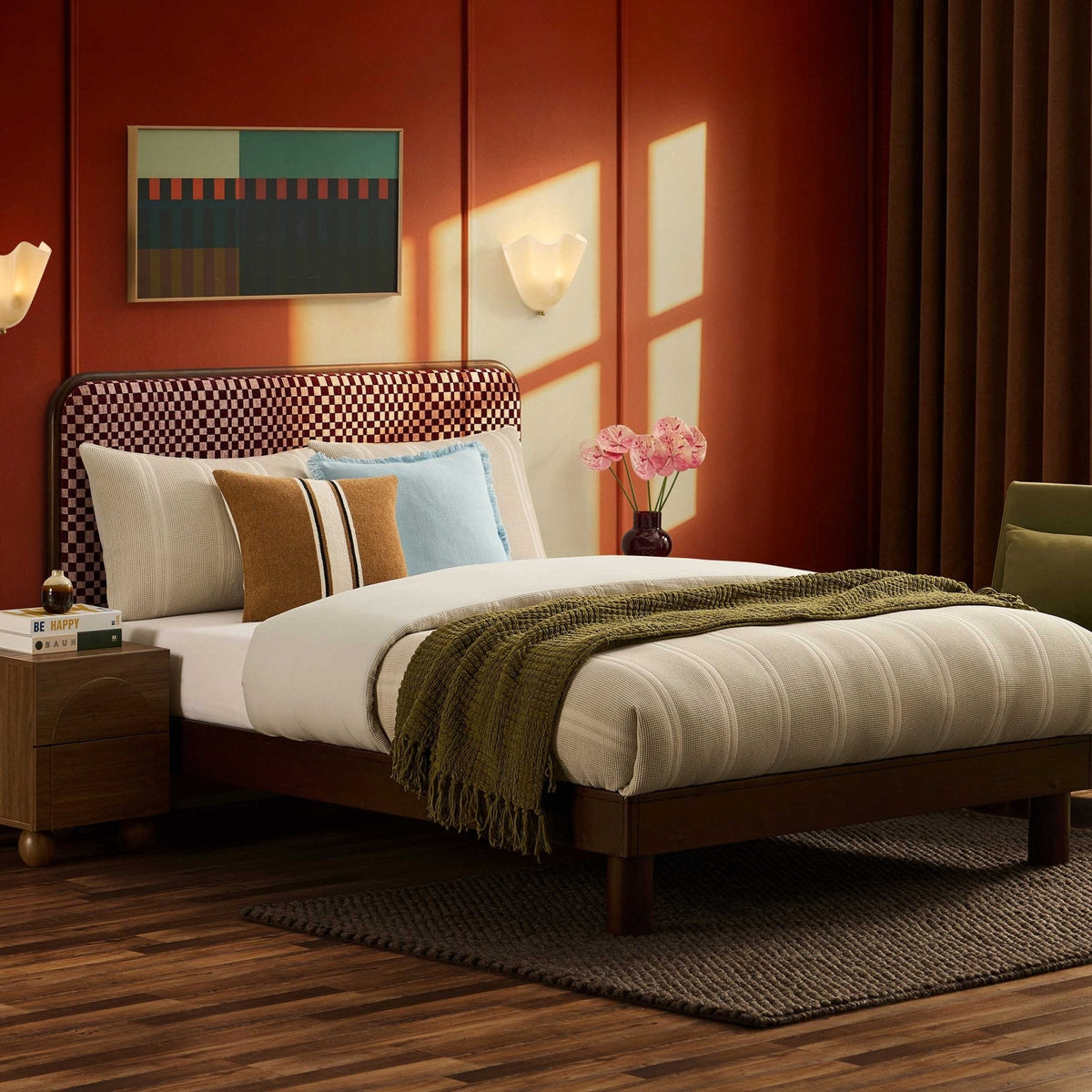 Seoul Bed Frame - Red Checkerboard — view 4