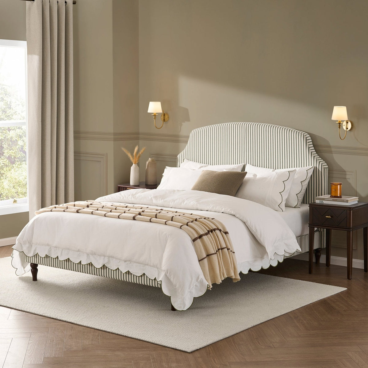 Surrey Ottoman Storage Bed - Sage Stripe