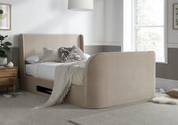 Vancouver Winged Upholstered Ottoman TV Bed Stone Velvet Frame Only – image 2 of 6