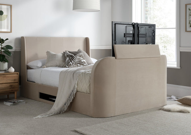 Vancouver Winged Upholstered Ottoman TV Bed Stone Velvet Frame Only