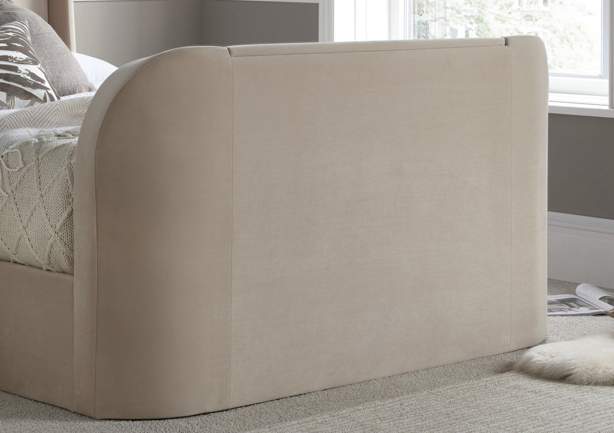 Vancouver Winged Upholstered Ottoman TV Bed Stone Velvet Frame Only