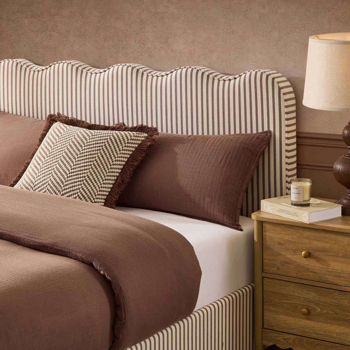 Wavy Ottoman Storage Bed - Chocolate Stripe — view 6
